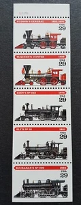 USA 1994 Steam Engine Locomotives Railway Trains 5v Se-tenant Strip Stamps MNH - Picture 1 of 2
