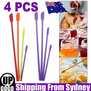 4pcs Silicone Mini Spatula Jar Scraper Scoop Tip Long Spatula Cosmetic Bottle SW - Picture 1 of 13