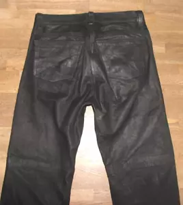 Grasso Uomo- Jeans IN Pelle/Nabuk Pantaloni Pelle Nero Tgl 48 Circa W33 " / L33 - Foto 1 di 4