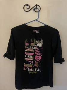Girls Size Med 10-12 Girl Confidential Peace Love Pink Army - Picture 1 of 4