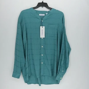 Roundtree & Yorke Caribbean Long-Sleeve Shirt XXL Green Linen Blend Textured NWT - Picture 1 of 12