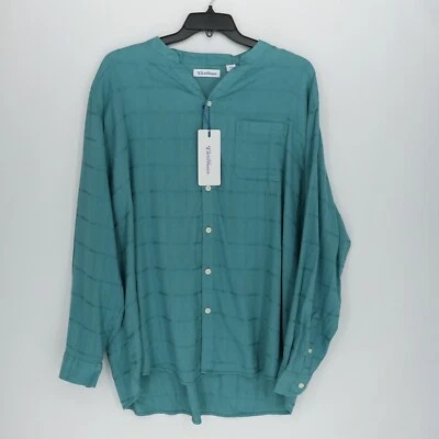 Roundtree & Yorke Caribbean Long-Sleeve Shirt XXL Green Linen Blend Textured NWT - Image 1 of 4