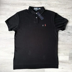 Neu mit Etikett Polo Ralph Lauren Interlock Hemd schwarz mit rotem Pony Größe M Baumwolle SS - Bild 1 von 5