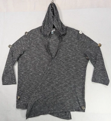 Just Be - Para mujer - Cárdigan abierto - Gris manga larga con capucha - Talla 3X Foto 1 de 4