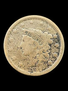 1838 Large Cent Matron Head 1c US Antique Copper Penny Coin - Picture 1 of 2