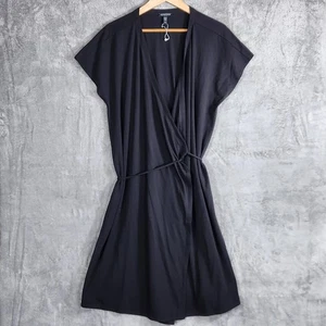 Eileen Fisher Cardigan Womens XL Black Tencel Lyocell Belted Wrap Short Sleeve - Picture 1 of 9