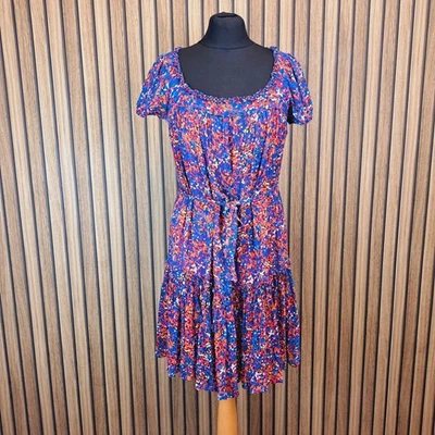 French Connection Dress UK 8 Blue Red Floral Ditsy Above Knee Lined Chiffon - Image 1 of 4