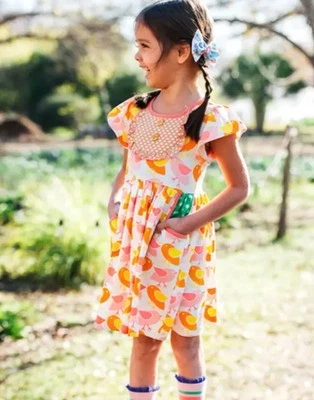 Vestido Wild Flowers Best Day Ever Bird Chick 12 Meses Blanco Rosa Naranja Pollo Foto 1 de 4