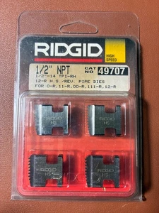 Ridgid 49707 1/2" -14 NPT High Speed Alloy Steel Pipe Threading Dies - Picture 1 of 3