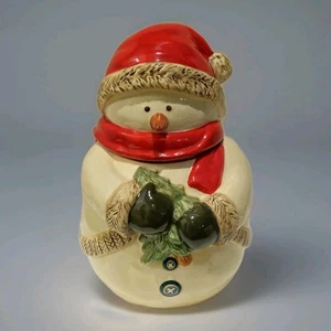 FRASCO DE GALLETAS MUÑECO DE NIEVE INVIERNO VACACIONES NAVIDAD RUSS BERRIE VINTAGE ¡TAN LINDO! - Imagen 1 de 7