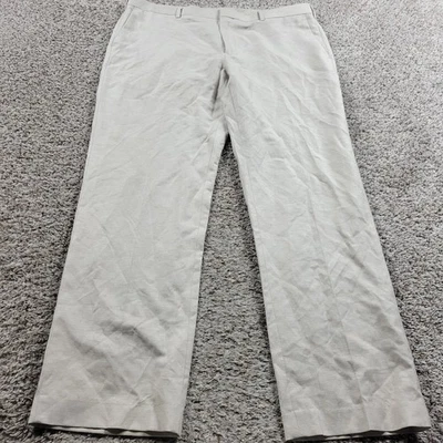 Pantalones Cubavera Para Hombre 40x32 Beige Mezcla de Lino Pantalones Preppy Informal Playa Foto 1 de 4