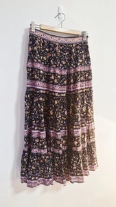 Arnhem Skirt & Top Set - Maxi Skirt - Size AU 10 - Lyocell - Black Purple Floral - Foto 1 di 22