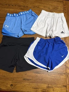 Lot of 4 Nike Adidas UA Womens Lined Athletic Running Shorts XS S100 - Picture 1 of 11