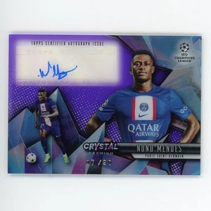 2022-23 Topps Crystal Nuno Mendes UCL Auto Purple 7/99 PSG 58227 - Picture 1 of 2