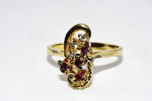 $395 .925 Sterling Silver .19CT Natural Red Ruby & White Topaz Cocktail Ring - Picture 1 of 7