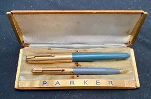 SET PLUMA ESTILOGRÁFICA PARKER 51 VERDE EE. UU. Y LÁPIZ MECÁNICO GRIS, TAPA 1/10 12k GF con CAJA - Imagen 1 de 16