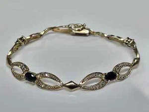 7.20Ct Oval Cut Simulated Blue Sapphire/CZ Tennis Bracelet 14K White Gold Plated - Picture 1 of 10