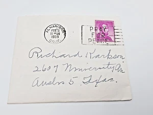 Lincoln 4 Cent Purple Stamp Canceled “Pray For Peace” 1959 Alhambra California - Picture 1 of 8