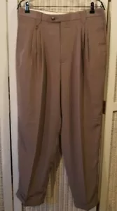 Antonio Archini taupe Herren Anzughose plissiert vorne 30""W 27""L gefesselt - Bild 1 von 4