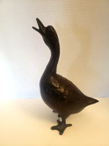 Japanese Cast Iron Goose Garden Statue 11 inches - Picture 1 of 6