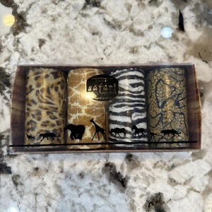 Magic Glow Candles Set of 4 Safari Collection ~ Python Zebra Giraffe & Leopard - Picture 1 of 12
