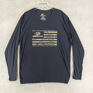 Mossy Oak Shirt Mens 2XL Blue Long Sleeve Pullover Shirt With Camouflage Logo - Picture 1 of 9