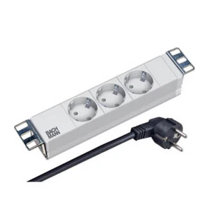 Multiprise 10 pouces aluminium 1U 3x contact de protection gris Bachmann 333.417 - Photo 1/4
