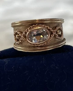 Vintage Clogau Welsh Gold Byzantine Aquamarine Birthstone Ring Size K To Size L - Picture 1 of 16