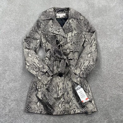 Trench coat Via Spiga estampado piel de serpiente lazo cintura para mujer talla XS beige negro Foto 1 de 4