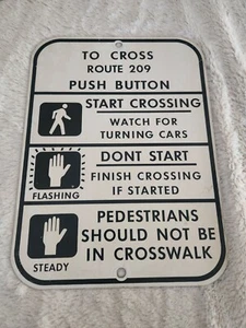 VINTAGE PEDESTRIAN CROSSWALK SIGN  9"x12" ALUMINUM - Picture 1 of 3