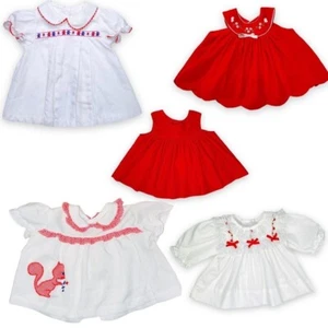 Vintage Baby Girls Red + White Dress Bundle Lot of 5 - Newborn - 6m - 9m - 12m - Picture 1 of 13