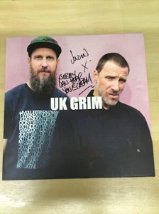 SIGNED-SLEAFORD MODS-LP UK GRIM-SILVER VINYL-SIGNED SLEEVE+HAND WRITTEN LYRICS-M - Picture 1 of 12