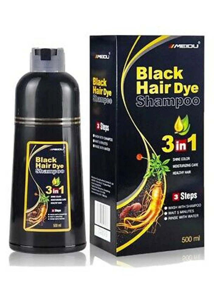 Meidu 3 In 1 Black Hair Color & Hair Dye Shampoo Nourishing Hair Growth - 500ml