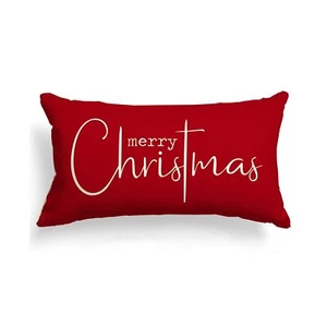 Christmas Pillow Covers Merry Christmas Throw Pillow Decorative Christmas Red... - Picture 1 of 8