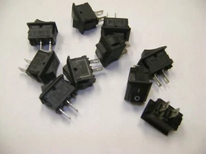 10 KCD1-11 10X15mm 2 TERMINAL BLACK ROCKER SWITCHES AC 250V/3A 125V/6A A13 - Picture 1 of 1
