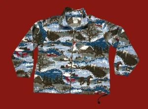 Vintage Northern Reflections Large Zip Up Fleece Jacket Winter Landscape Scene - Picture 1 of 8