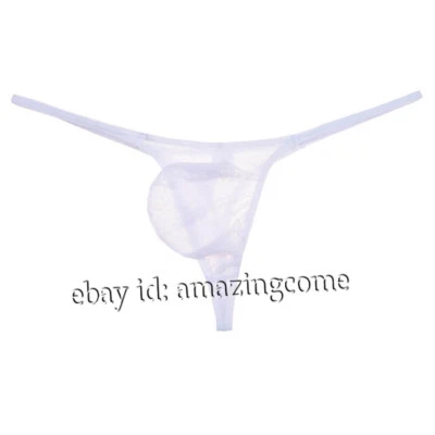 Men's Jacquard Lace Micro T-back Underwear Male Secret Slim String Thong Trunks - Image 1 of 4