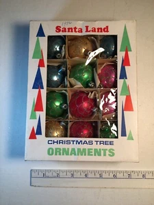 Adornos de árbol de Navidad, bolas de vidrio, vintage, caja 12, Santa Land 1972 - Imagen 1 de 9