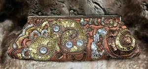 WOMEN'S apt.9 Copper SATIN SPIRAL BEADED SEQUINED EVENING BAG PURSE -NWT - Picture 1 of 7