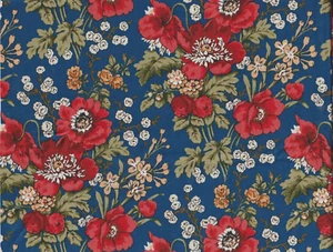 "WILD CRIMSON" Poppies by Connecting Threads - 100% Cotton Print (20 x 44 in) - Picture 1 of 3