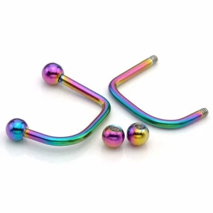 16G ANILLO LABRET VERTICAL MEDUSA TACHNO DE ACERO ARCO IRIS 16G - Imagen 1 de 3