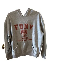Official FDNY Fire Department New York Gray Hoodie No Zip Sweatshirt - Sz Large - Picture 1 of 5