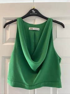 Green Zara Woman’s Cowl Neck Top Size XS - Picture 1 of 3