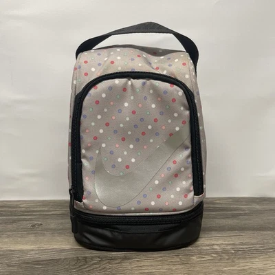 Nike Bolsa de Almuerzo Gris Multicolor Lunares Aislado Cooler Tote OS Niños Escuela Foto 1 de 4