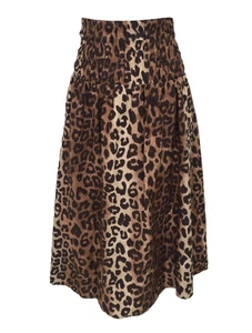 M&S Women's Skirt Size 22 Brown Animal Print Elasticated Waist Pull On Used F1 - Picture 1 of 12