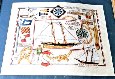 BUCILLA Counted Cross Stitch Kit NAUTICAL SAMPLER 43200 12.5" X  9.5"  NEW 2002 - Image 1 of 4