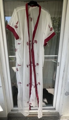 NEU Mantel für Strandmode/Sommermode/Urlaub/Wellness weiß,rot,Blüten XXL - Bild 1 von 3