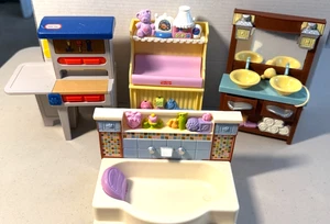 Little Tikes Fisher Price Mattel Dollhouse Furniture Work Bench Vanity Tub Baby - Picture 1 of 12
