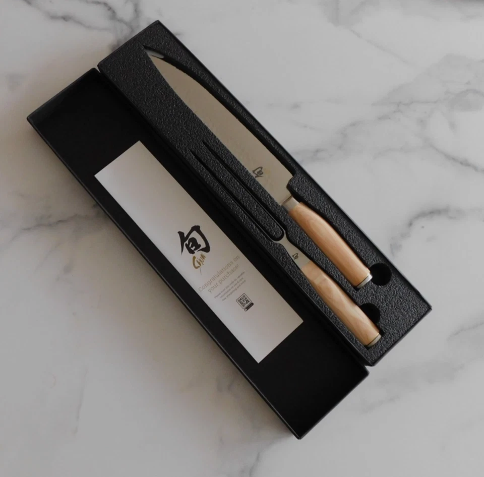 Conjunto de 2 facas e garfos Shun Premier Blonde - Novo - Imagem 1 de 4