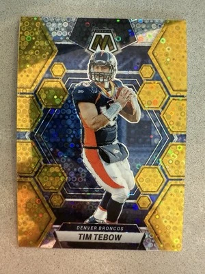 2023 Tim Tebow Mosaic No Huddle Dsico Gold SP /10 Denver Broncos QB Florida #71 - Image 1 of 2
